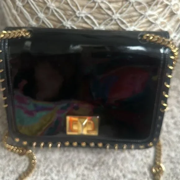 Emilio Pucci Black Patent Leather Vintage Crossbody Bag